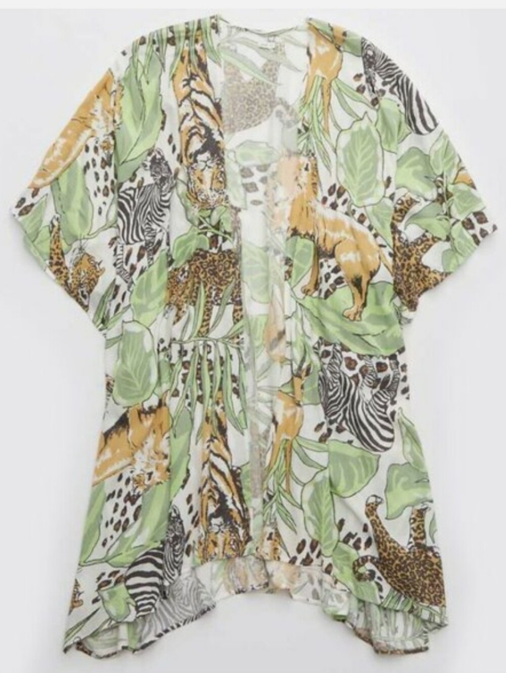 Aerie Tropical Animal Print Kimono Beach Cover Up